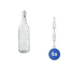6X Glasflasche Mit Mechanischem Verschluss 1 Lt, Gemischtes Design