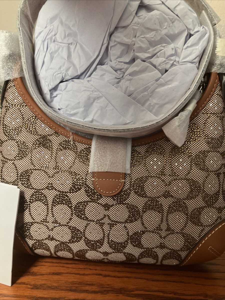 Coach Hamptons Hobo Bag Crystal Signature Jacquard CW654 Burnished