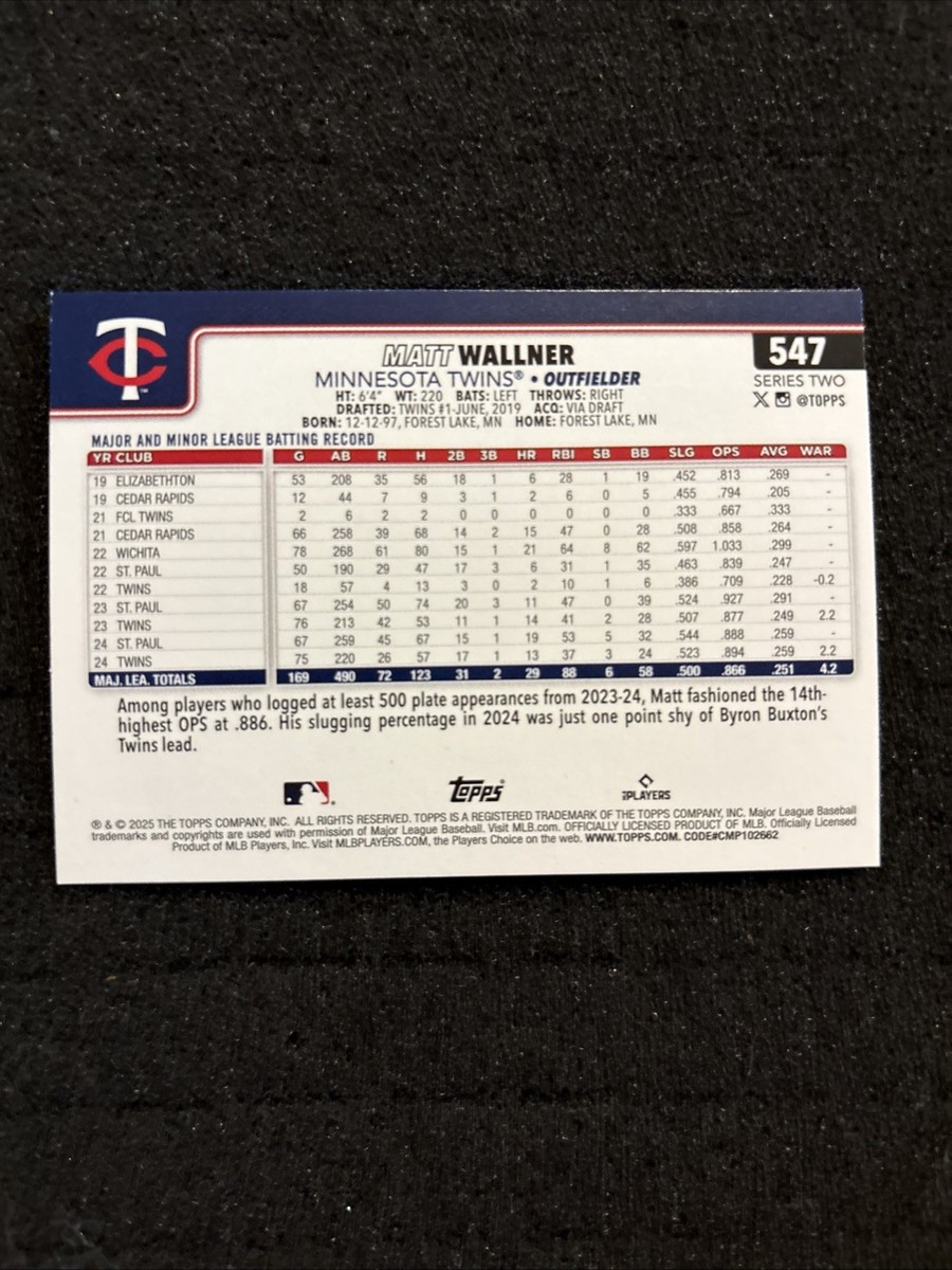 2025 Topps Series 2 Matt Wallner #547 Minnesota Twins Baseball