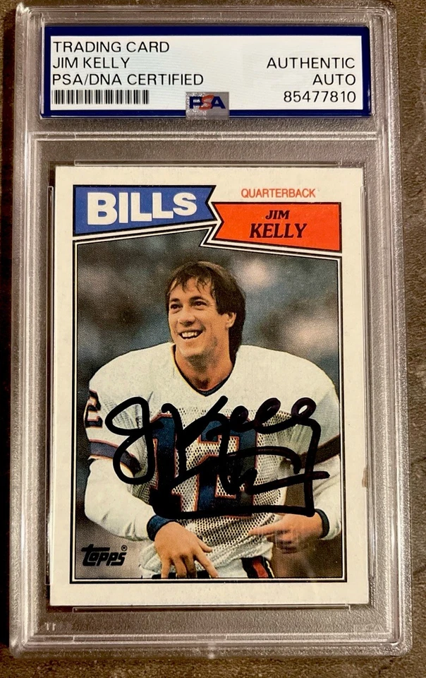 🔥🟥Jim Kelly🟦🔥1987 Topps RC Rookie Bills HOF PSA/DNA Signed Auto Autographed - Image 2 of 3