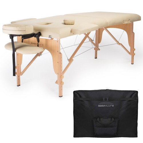 OPEN BOX - Cream Portable Massage Table with Carrying Case