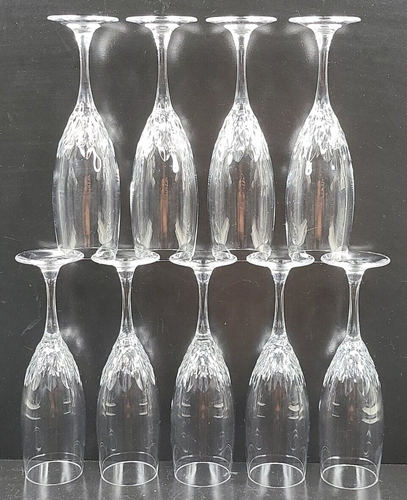 9 Cristal D'Arques Durand Juan Fluted Champagne Glasses Set Clear Cut Etched Lot - Picture 19 of 24