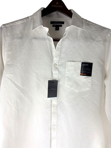 Camicia Luxury Marc Anthony Misto Lino Bottoni Slim Fit Nuova con etichette, Uomo Medium - Foto 3 di 8