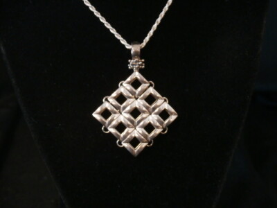 Stunning Sterling Silver Michael Dawkins Cushion Pendant W/ Rope Necklace! #1503