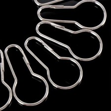 50Pcs Multi-Purpose Shower Curtain Hooks Metal Rings Bathroom Curtain Clips UK