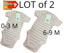 LOT of 2 Gerber Modern Moments Organic Cotton Onesie (0-3 M 6/9 M Baby Girl Pink