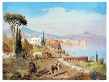 Landscape Naples Scene by R. Alott Tile Mural Kitchen Backsplash Marble Ceramic