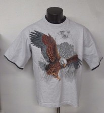 Vintage 90's Hazelwoods Size XL 100% Cotton T Shirt Bald Eagle USA Made Gray