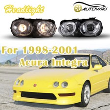 For 1998-2001 Acura Integra Projector Halo Headlights Chromeclear Headlamps Lr