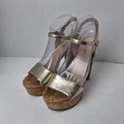 Nine West Carnation Block Heel Metallic Gold Women's Sz 8.5