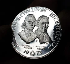 1973 American Revolution BiCentennial Samual Adams Patrick Henry Silver C1499