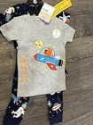 NWT Carter's 12M 3 Piece Glow in Dark Space Moon Pajama Astronaut Dog Stars Rock — photo 2