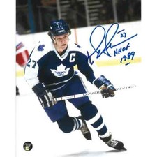 Darryl Sittler Autographed Toronto Maple Leafs 8X10 Photo (w/HOF Inscription)