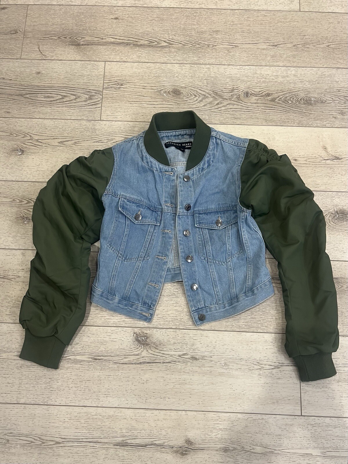 Veronica Beard Emelia Denim Paneled Bomber Jacket