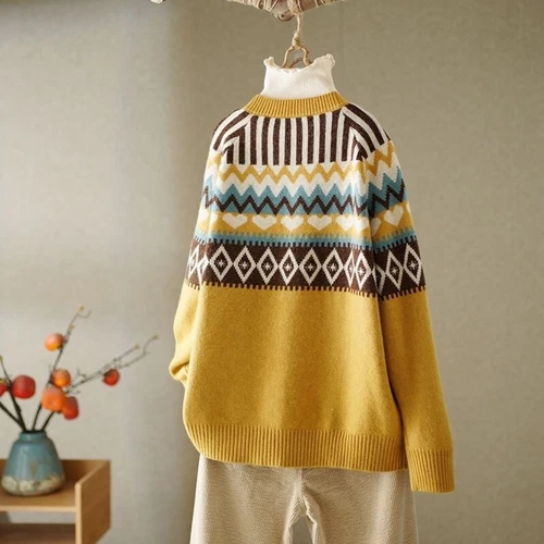 Lady Knitted Sweater Coat Jacket Tops Loose Cardigan Ethnic Knitwear Retro Warm - Bild 8 von 21