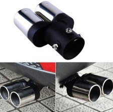 Doppio Scarico Acciaio Terminale  Marmitta Auto Universale Tuning Nero Cromo  55