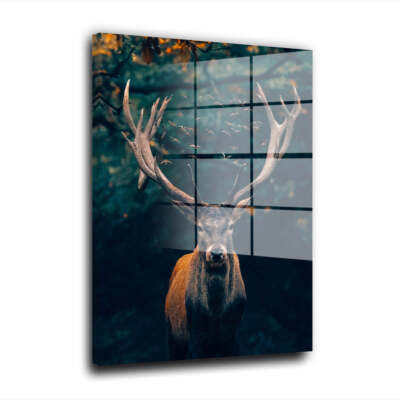 Hirsch abstrakt Deep Forest Acrylglas Wandbild Bild Wanddeko Wohnzimmer XL