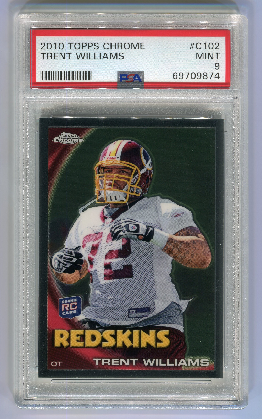 TRENT WILLIAMS 2010 Topps Chrome #C102 RC PSA 9 Washington Redskins