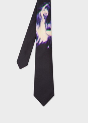 NWT PAUL SMITH Mainline Black w/ Purple Homer Afghan Hound 100% Italian Silk Tie