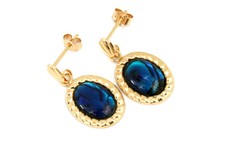 9ct Gold Abalone Paua Shell Drop Earrings Gift Boxed Made in UK Birthday Gift