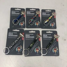 Kikkerland Mini Keyring Back Scratcher, Assorted Patterns 6 Pack