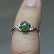 Size 6 CERTIFIED Natural JADE A Untreated Icy Green Jadeite S925 RING R233