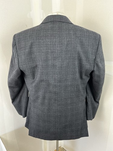JOS A BANK Traveler’s Men’s Charcoal Glen Check Wool Sport Coat Blazer Sz 44 R - Picture 8 of 11