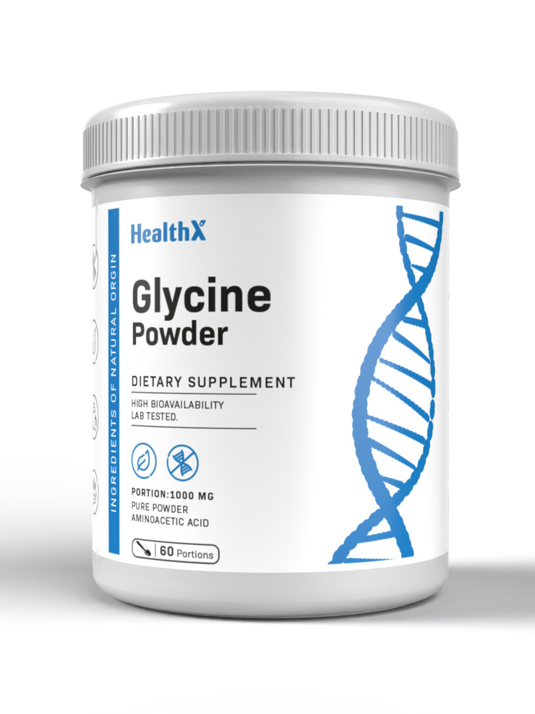 Glicina en polvo pura 1000 mg por porción suplemento vegano natural limpio