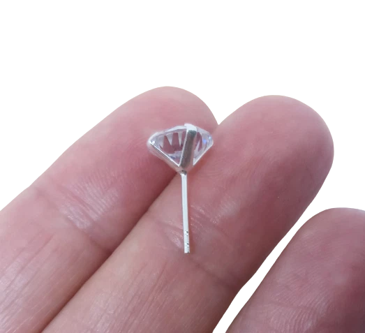 Orecchini brillantino da uomo in argento 925 zircone punto luce lobo 7-8-9-10mm - Immagine 2 di 4