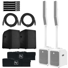 Electro-Voice Evolve50M Powered Column DJ PA Speakers White w Mixer Sub Covers