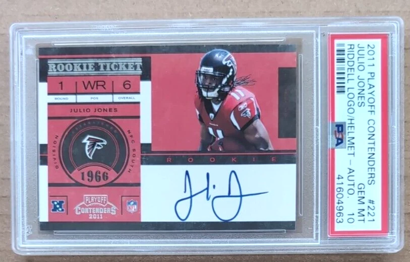 Julio Jones Playoff Contenders #221 Riddell Logo on Helmet-Autograph