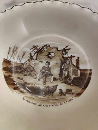 1917 WW1 Grimwades Bruce Bairnsfather World War One Staying On A Farm Large Bowl - Picture 10 of 11
