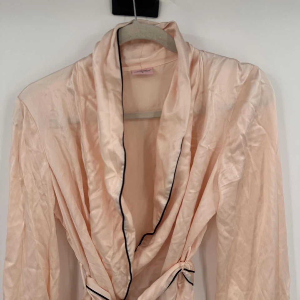 Agent Provocateur Robe Womens 4 Pink 100% Silk Satin Monogram AP Embroidered - Image 3 of 4