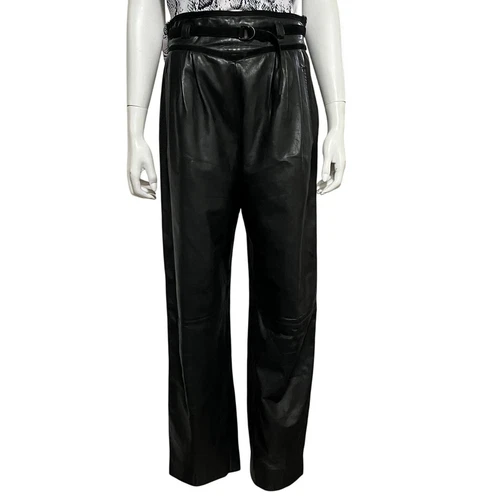 G. Gucci pantalone donna pelle vintage vita alta anni 70 taglia large