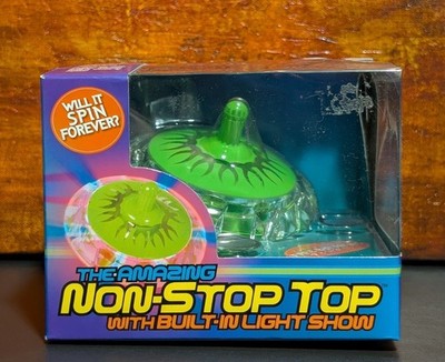 Can You Imagine The Amazing Non-Stop Top with Built-In Light Show Green NIB Rare
