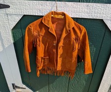    Vintage 1960s  70s Suede Fringe Child  s Western Jacket Mexico Boho