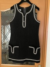 CHANEL Jumper Skirt Dress 38 Black CC Logo Buttons Sleeveless Japan SR1940