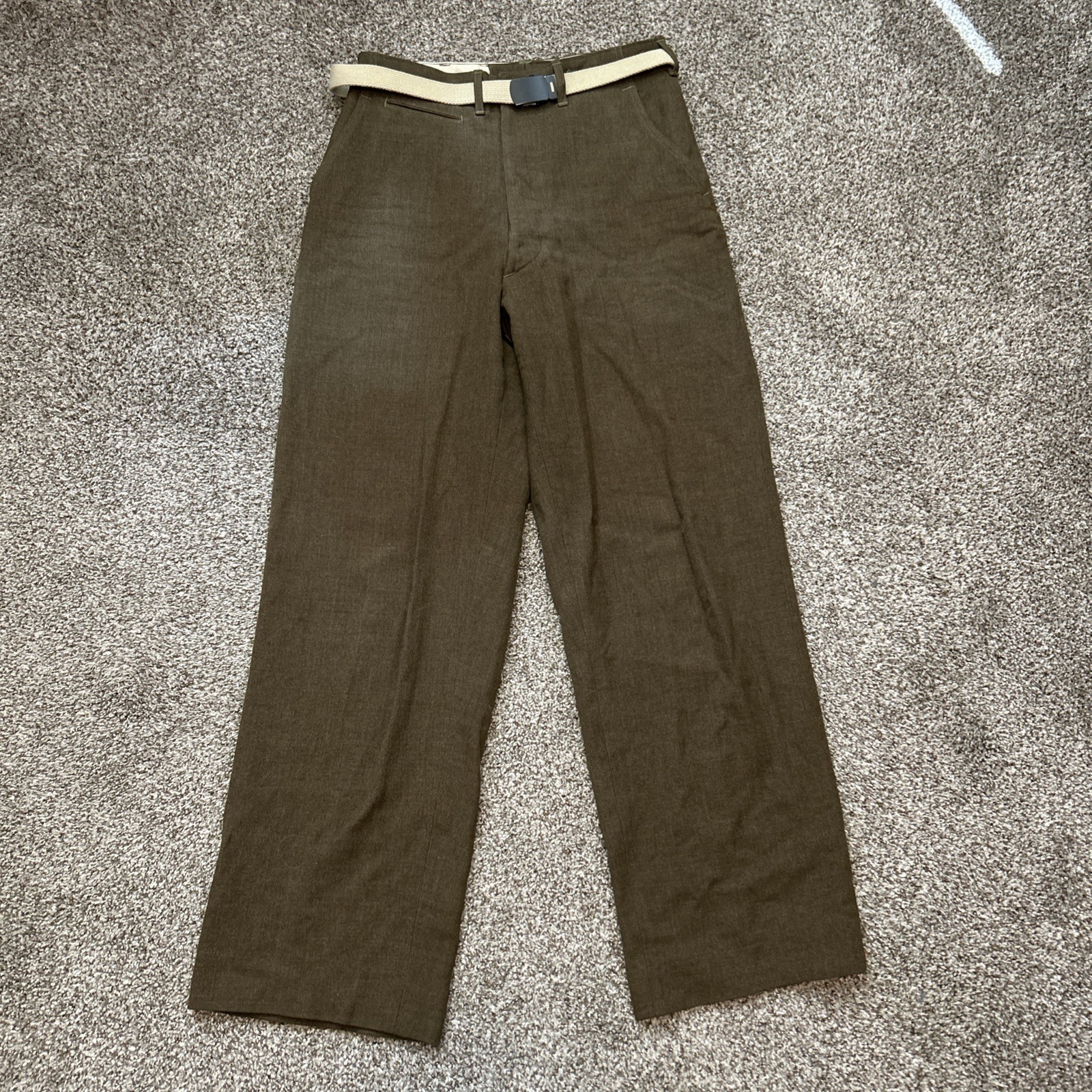 Vintage WW2 Army Military Green Wool Trousers Pants 30x33 True Vintage