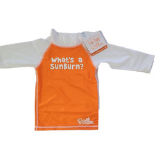 UV Skinz UPF 50 Long Sleeve Rash Guard Swim Shirt Orange White 12/24m