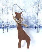 Handcrafted Flat Metal Giraffe Christmas Ornament Hand Painted 5.5 Inch