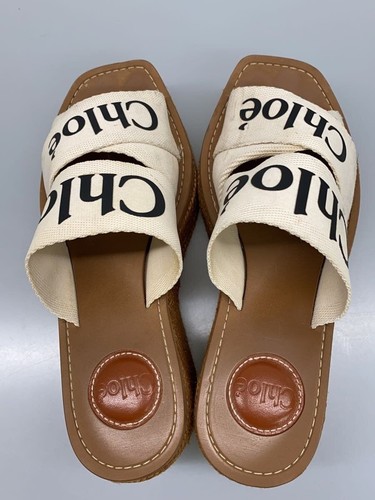 Chloe Sandals Wedge Espadrille Woody -- WHT Used - Picture 3 of 6