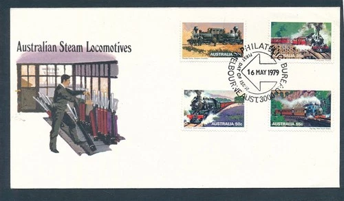 D470163 Australia FDC Trains Steam Locomotives Railroad