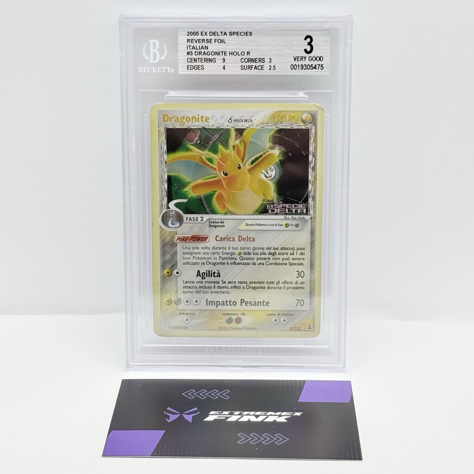 POKEMON DRAGONITE CARD 3/113! STAMPED! - DELTA SPECIES - ITA - BECKETT BGS 3