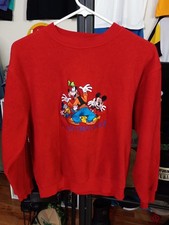 Vintage 90's Disney Mickey Donald Goofy Embroidered Fleece Sweatshirt Youth XL