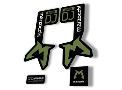 Marzocchi Bomber DJ 2025 Fork Suspension Sticker Decal Kit Adhesive Olive