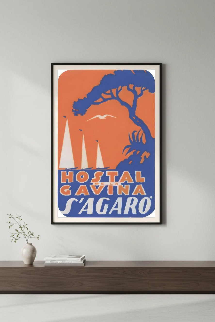 Hostal de la Gavina S'Agaró Poster - Spain 1950s 🌊✨ - 24x36” - Rare Reprint