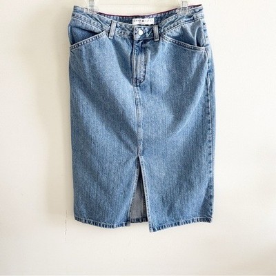 Vintage Y2K Tommy Hilfiger locker loop slim painter denim midi skirt size 8