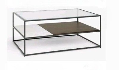 John Lewis + Swoon Brunel Couchtisch/Beistelltisch. Marmor/Mangoholz/Glas 14R2 UVP599 