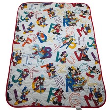 Vintage Disney Mickey Minnie Mouse Baby Crib Quilt Blanket Alphabet 54x40.5 USA
