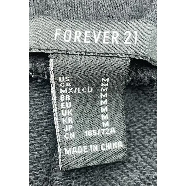Pantalones deportivos para mujer negros Jogger Forever 21 cintura elástica media cordón Foto 4 de 4